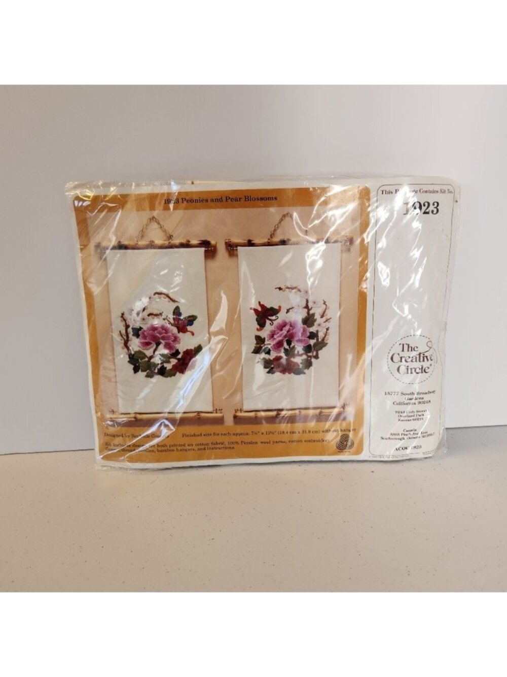 Vintage New 1983 Peonies and Pear Blossoms 1923 Creative Circle Needlepoint Kit